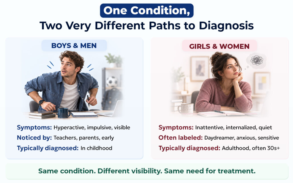 ADHD diagnosis differences in men and women
